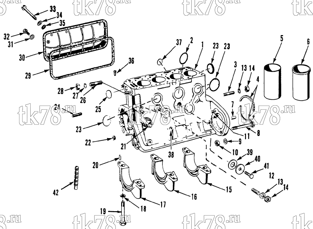 Каталог запчастей для Thermo King OM636 Engine CRANKCASE GROUP (OM636)
