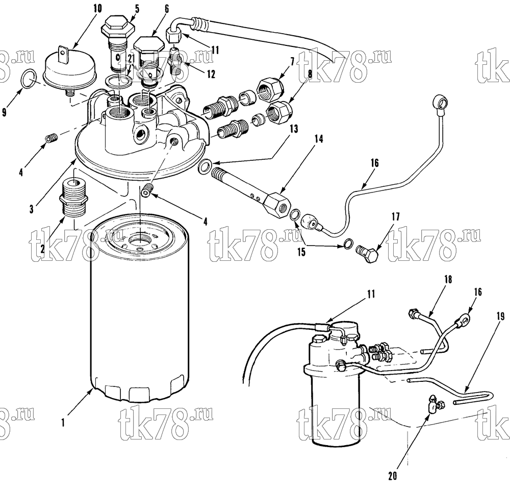 Каталог запчастей для Thermo King OM636 Engine OIL FILTER & TUBE (OM636)