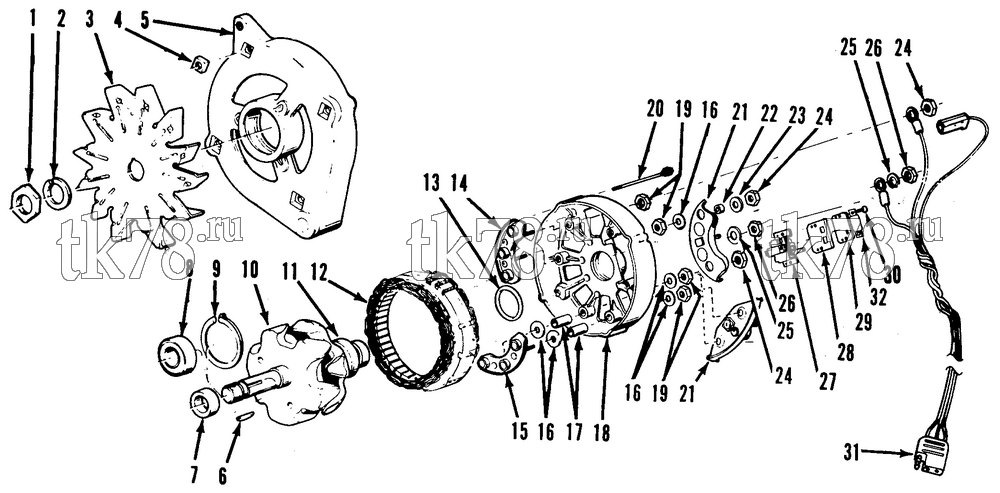 Каталог запчастей для Thermo King XMT M1 ALTERNATOR ASSEMBLY (37 AMP)
