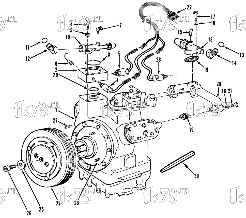 Каталог запчастей для Thermo King Compressor Kits for Transit Bus Air Conditioning COMPRESSOR GROUP (KIT 713252)