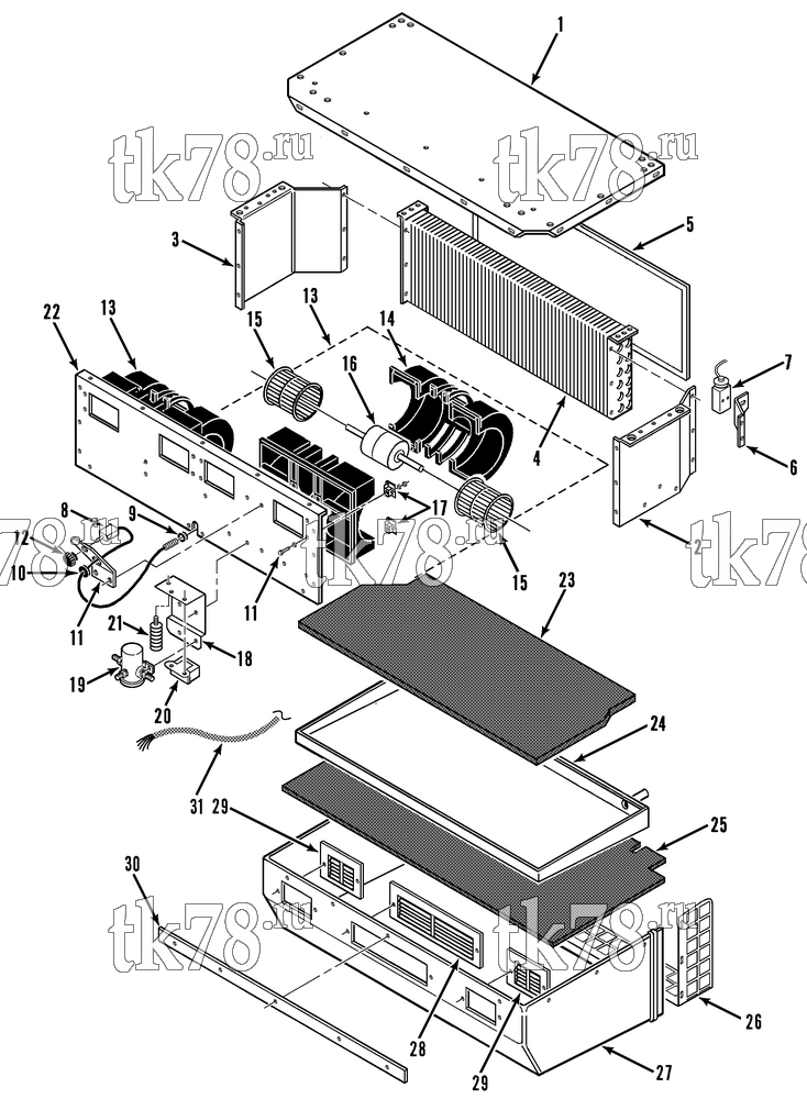 Каталог запчастей для Thermo King ShuttleAIRE Series Bus EVAPORATOR COMPARTMENT (S-30)