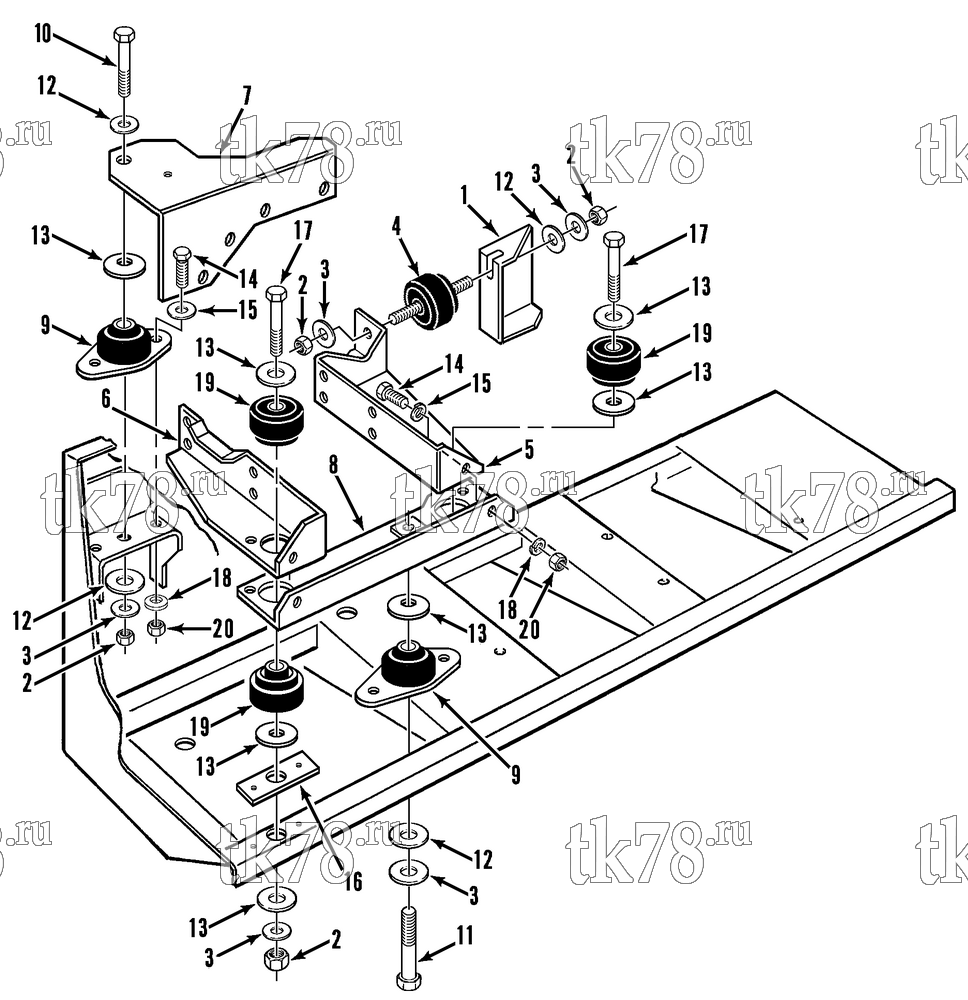 Каталог запчастей для Thermo King KD-II & KD-II MAX ENGINE MOUNTING GROUP (8/91 & After)