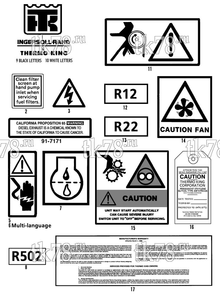 Каталог запчастей для Thermo King  NAMEPLATES