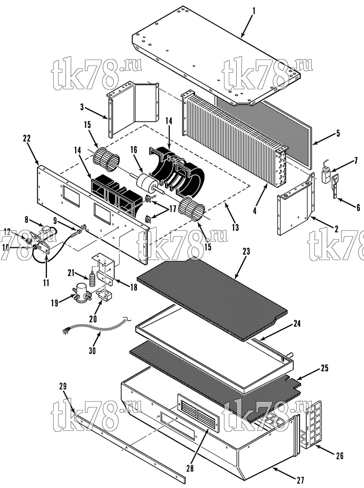 Каталог запчастей для Thermo King ShuttleAIRE Series Bus EVAPORATOR COMPARTMENT (S-20)