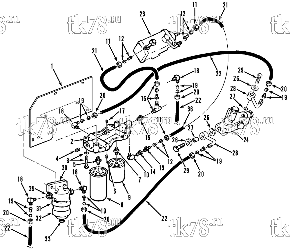 Каталог запчастей для Thermo King CG-II M20 FUEL FILTERS & HOSES