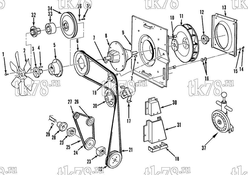 Каталог запчастей для Thermo King  FANS, BELTS & PULLEYS GROUP