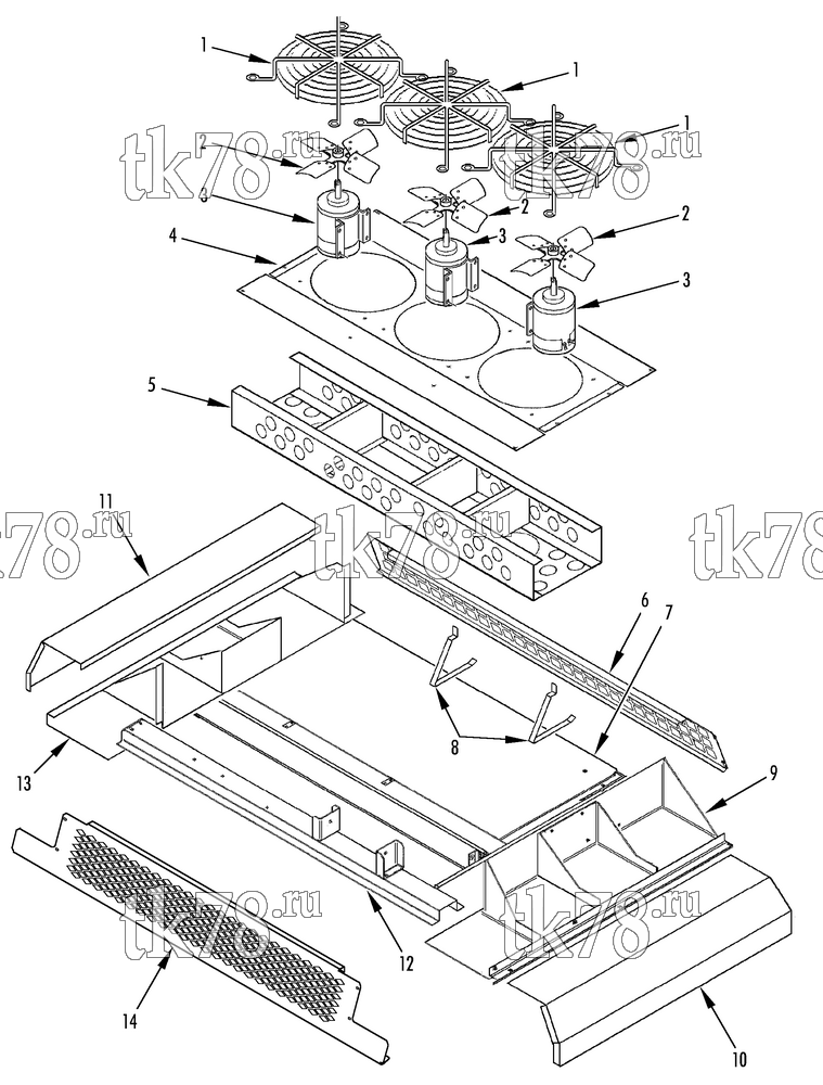 Каталог запчастей для Thermo King AT11 CONDENSER STRUCTURAL - MOTORS & FANS