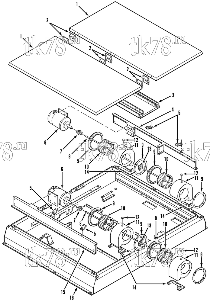 Каталог запчастей для Thermo King  EVAPORATOR FRAME, MOTOR & BLOWER GROUP