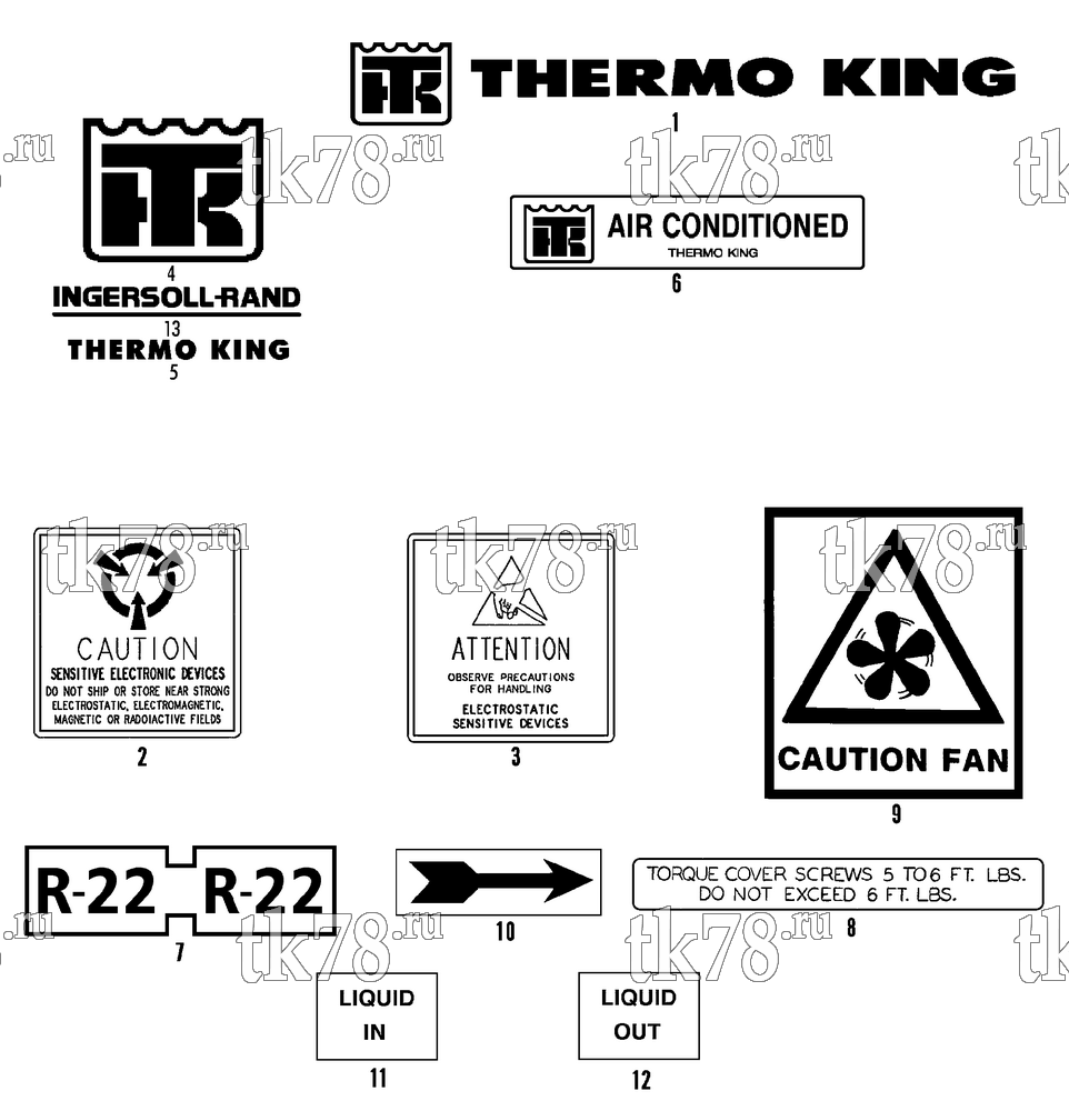 Каталог запчастей для Thermo King NSD-II NAMEPLATES