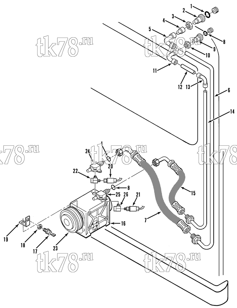 Каталог запчастей для Thermo King  COMPRESSOR & HOSE GROUP (U1 M2)