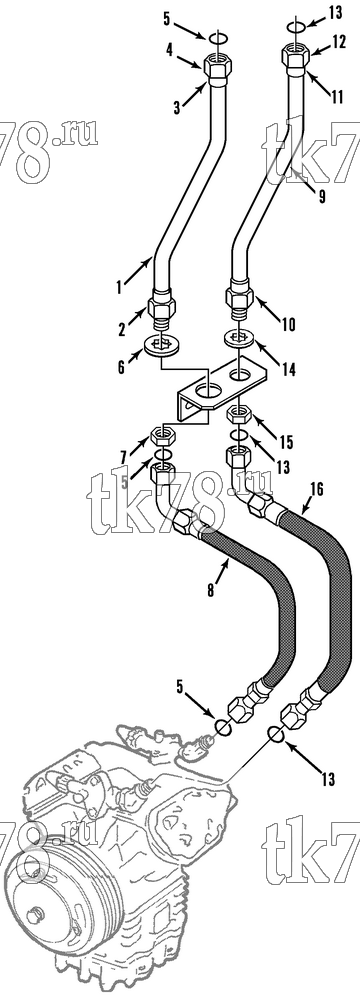 Каталог запчастей для Thermo King T9-M4, M4A, M4B, M4C, M4D COMPRESSOR CONNECTIONS & HOSES (813529)