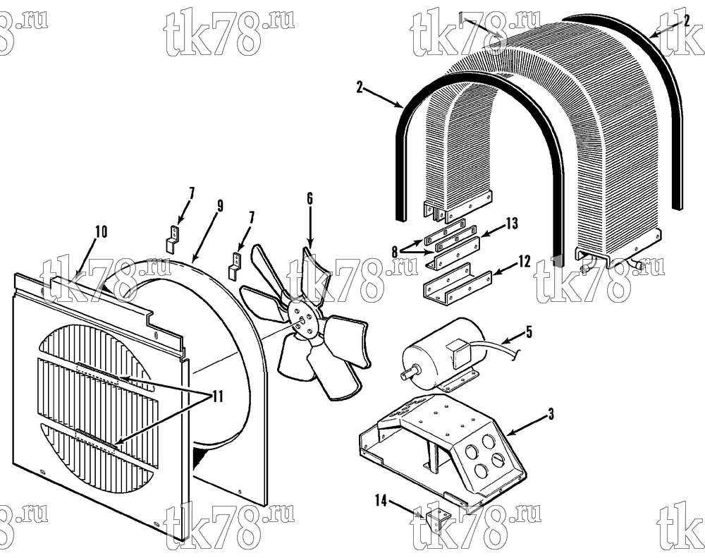 Каталог запчастей для Thermo King CF-II M35 & M35A Prepared for Matson CONDENSER COIL & MOTOR GROUP