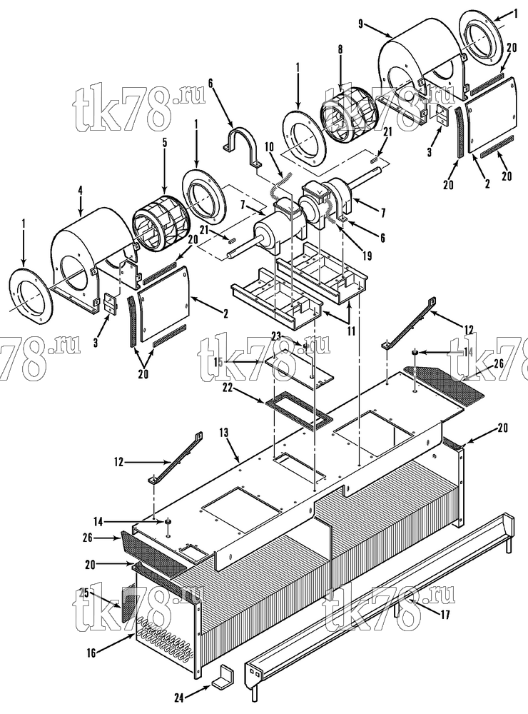 Каталог запчастей для Thermo King CF-II M35 & M35A Prepared for Matson EVAPORATOR COIL & BLOWER GROUP