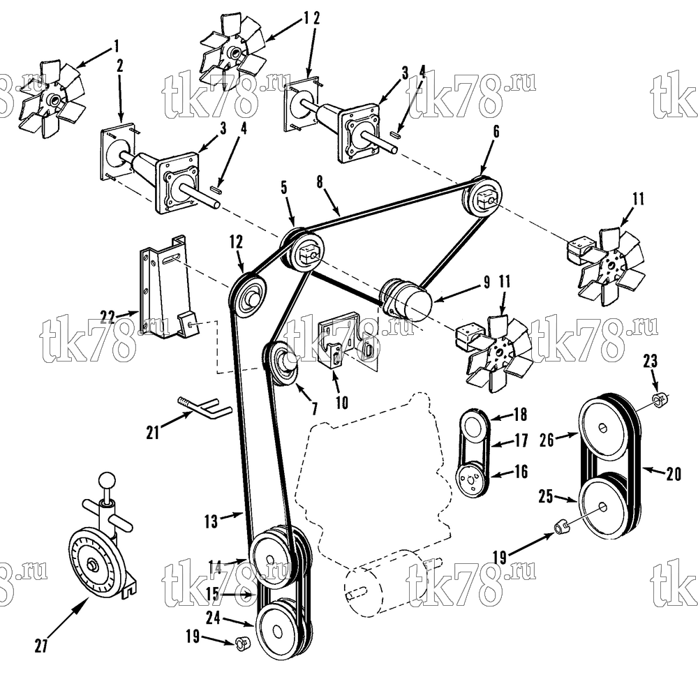 Каталог запчастей для Thermo King  FANS, BELTS & PULLEYS GROUP (LND 30 & 50)