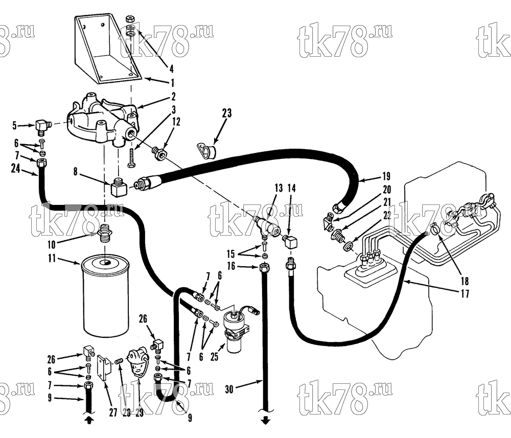 Каталог запчастей для Thermo King  FUEL FILTER & HOSES