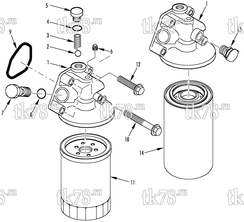 Каталог запчастей для Thermo King NSD-II M3 Series OIL FILTER GROUP (se 2.2)