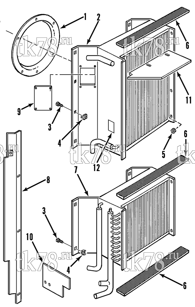 Каталог запчастей для Thermo King SB-III 50 TC EMEIA w/se 2.2 Engine CONDENSER & RADIATOR MOUNTING