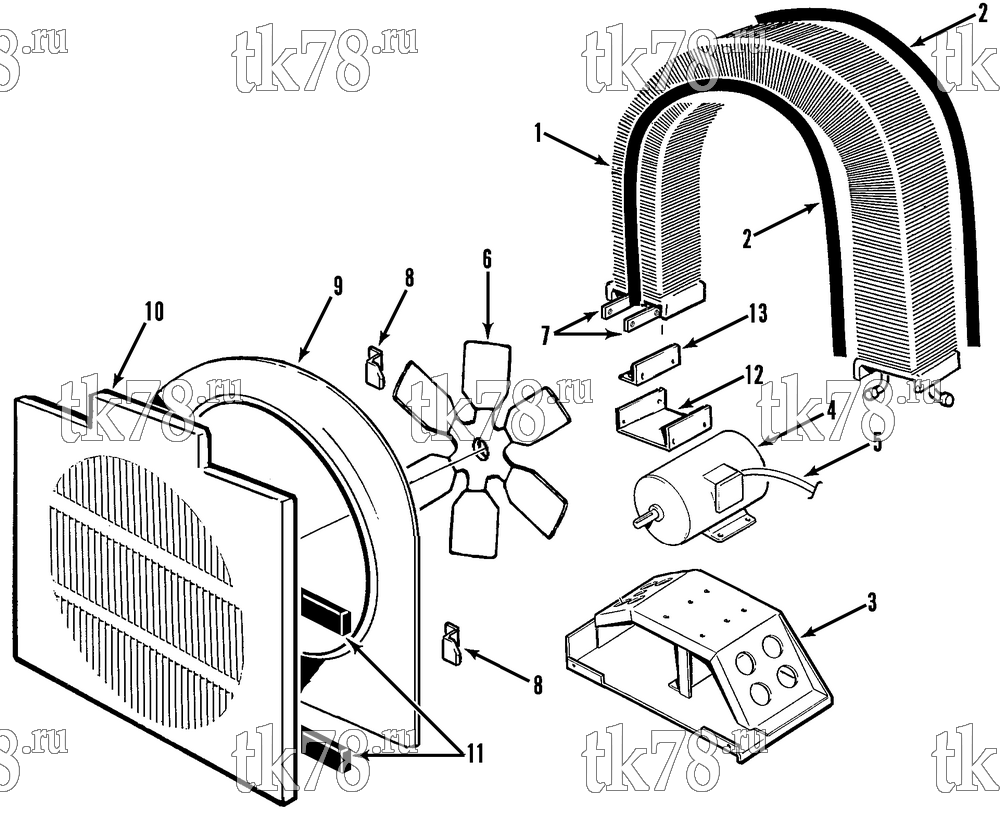 Каталог запчастей для Thermo King CF-II M36 Prepared for Matson CONDENSER COIL & MOTOR GROUP