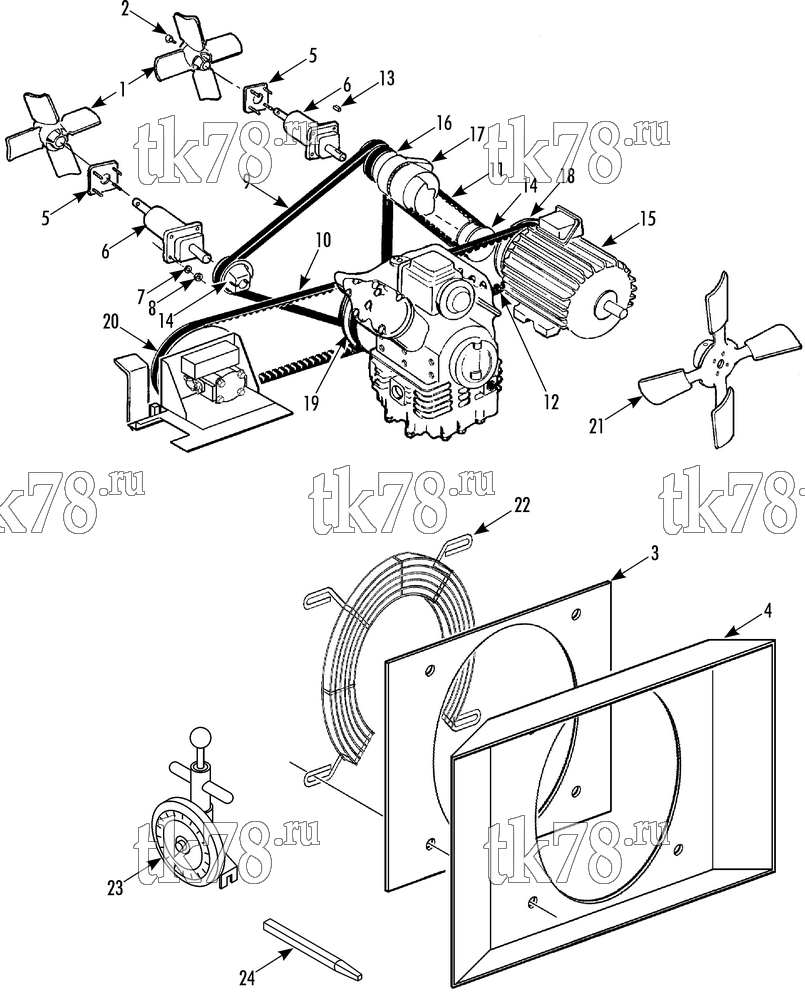 Каталог запчастей для Thermo King  BELTS, PULLEYS, FAN & ORIFICE GROUP