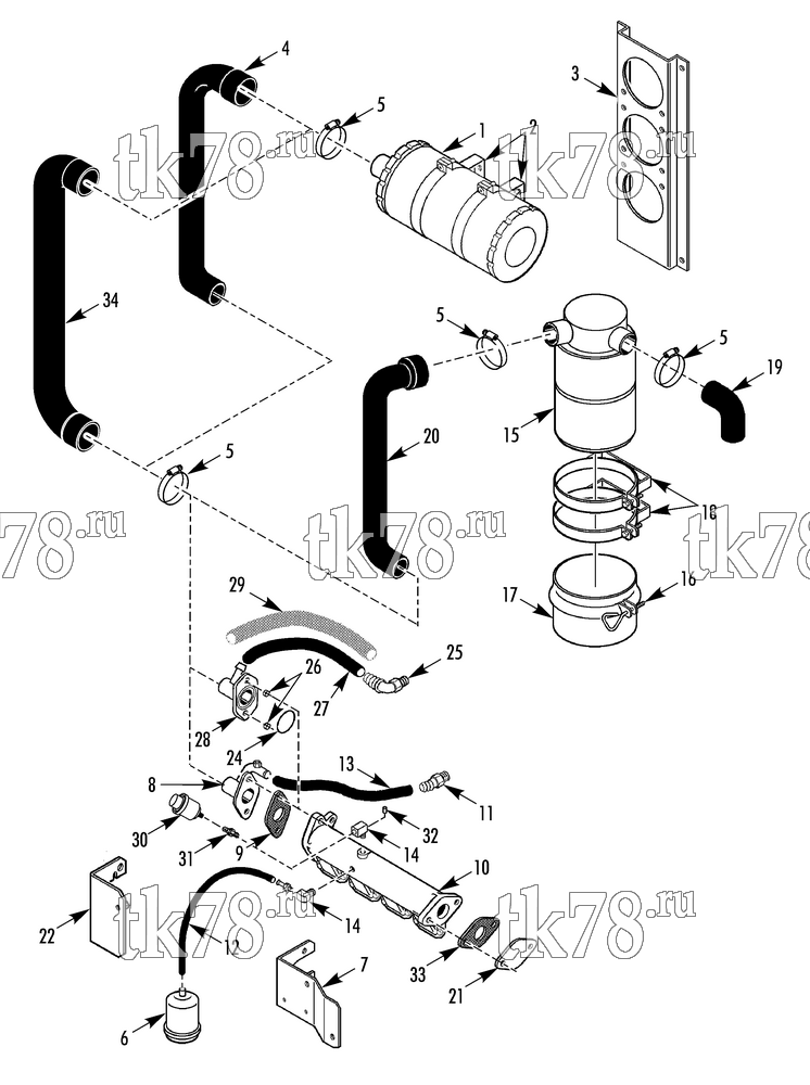 Каталог запчастей для Thermo King SB-III 30 & 50 SR & TG VI EMEIA w/se 2.2 Engine AIR CLEANER GROUP (SB-III 30)