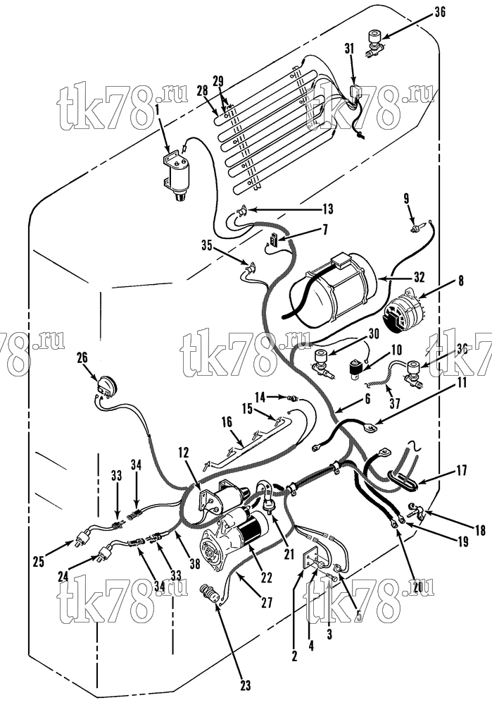 Каталог запчастей для Thermo King SB-III 50 TC2 w/di 2.2 Engine ELECTRICAL COMPONENTS (50s)