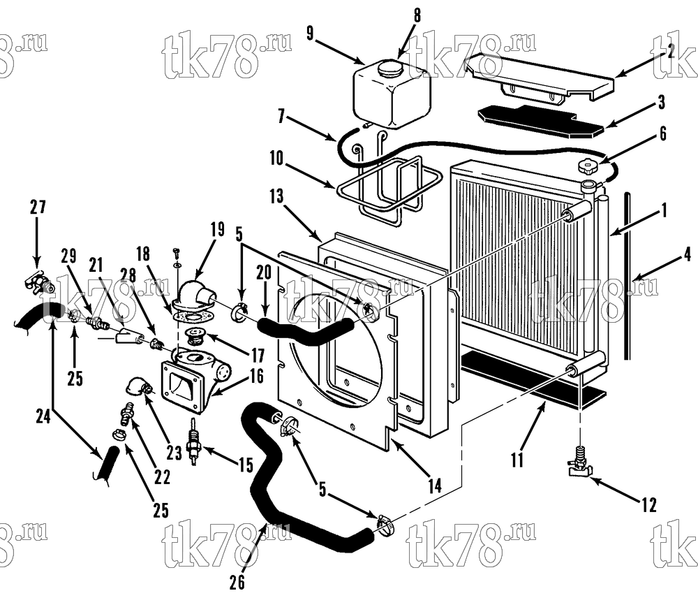 Каталог запчастей для Thermo King CG-II M323A ENGINE COOLING SYSTEM