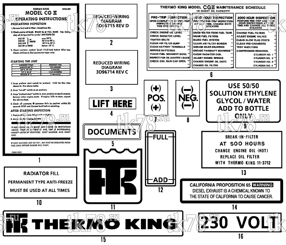Каталог запчастей для Thermo King CG-II M323A NAMEPLATES