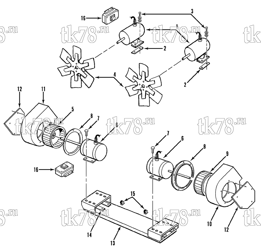 Каталог запчастей для Thermo King  BLOWERS, FANS & MOTORS (T10-M3)
