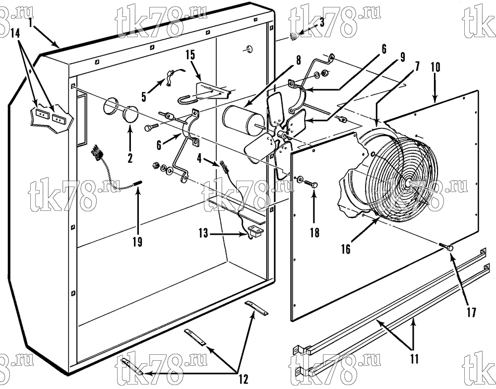 Каталог запчастей для Thermo King CBci, CBci2 & CB STRUCTURAL ELECTRICAL - EVAPORATOR (WALLMOUNT)
