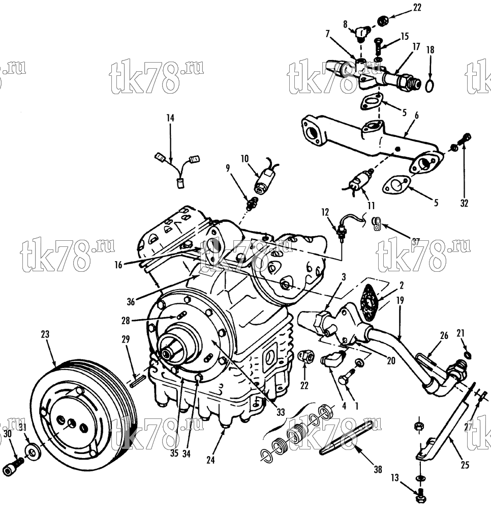 Каталог запчастей для Thermo King Compressor Kits for Transit Bus Air Conditioning COMPRESSOR GROUP (7339C56G03, KIT 713041)