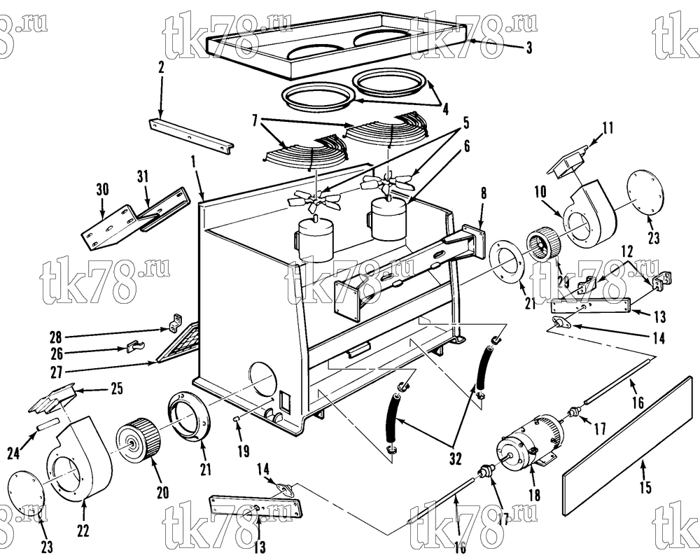 Каталог запчастей для Thermo King  STRUCTURAL COMPONENTS - MOTORS & FANS (M15F)