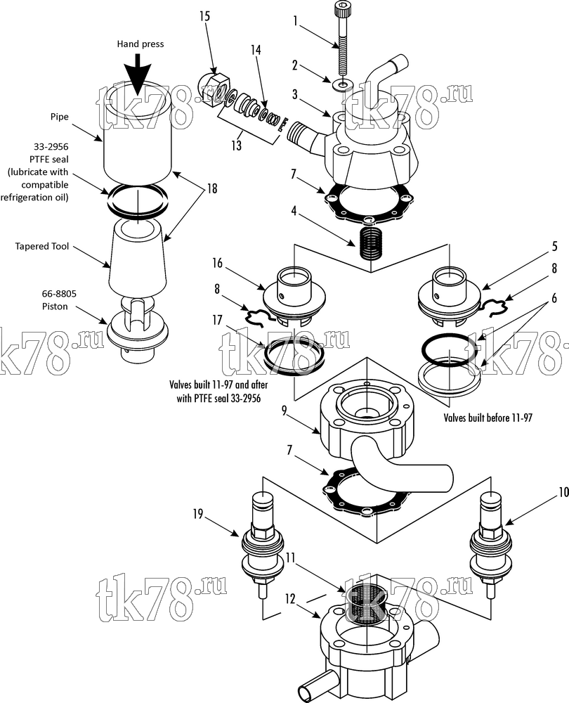 Каталог запчастей для Thermo King CBci, CBci2 & CB 3-WAY VALVE ASSEMBLY