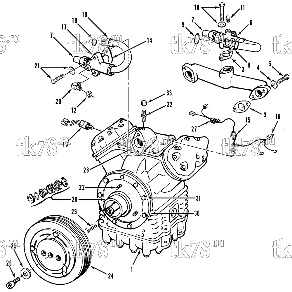 Каталог запчастей для Thermo King  COMPRESSOR GROUP (KIT 712891)