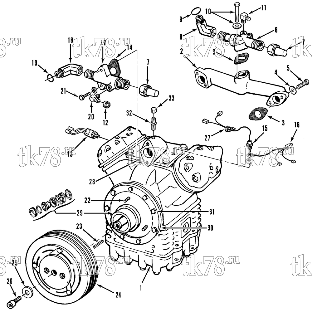 Каталог запчастей для Thermo King  COMPRESSOR GROUP (KIT 712760)