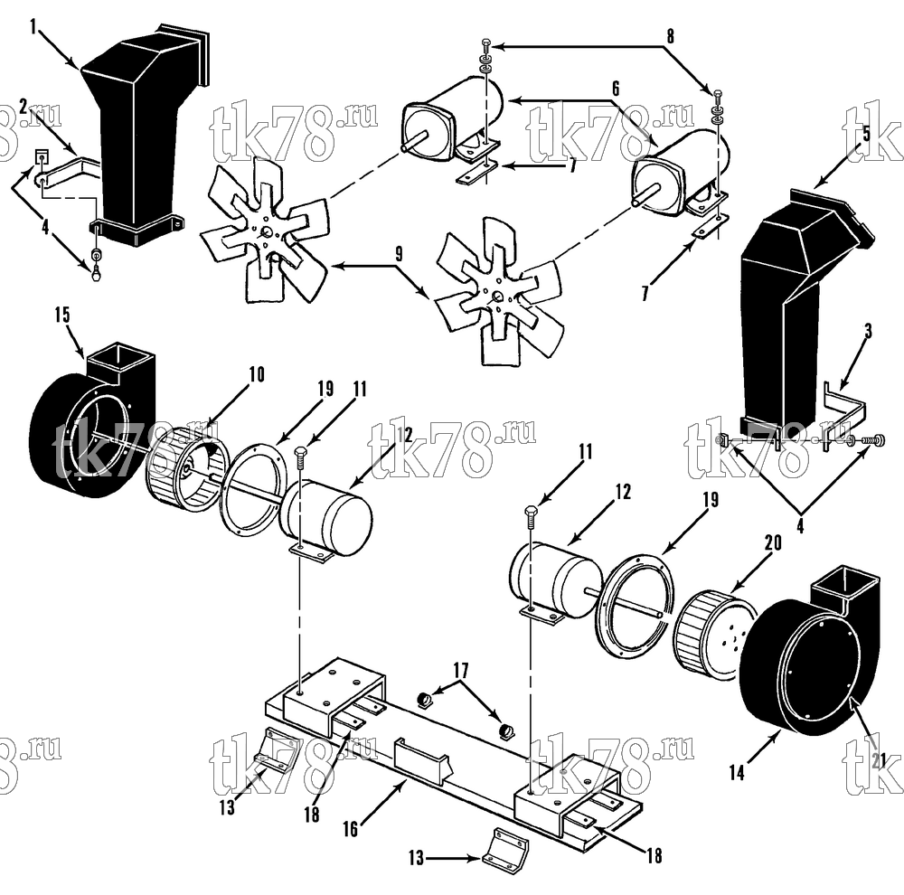 Каталог запчастей для Thermo King  MOTORS, BLOWERS & FAN GROUP (T3-M38)