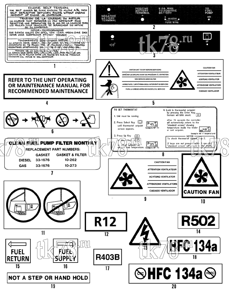 Каталог запчастей для Thermo King KD-II & KD-II MAX NAMEPLATES