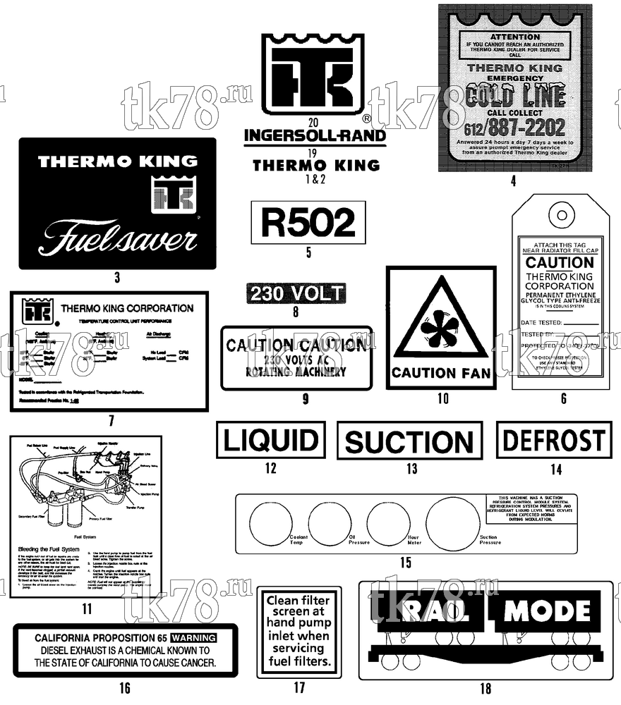 Каталог запчастей для Thermo King RMU-II M10 RMUE-II M5 NAMEPLATES