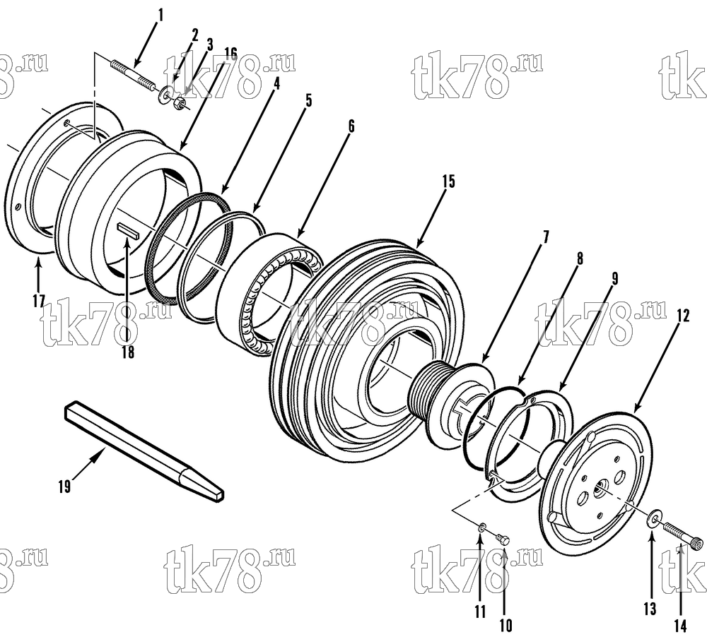 Каталог запчастей для Thermo King T1-M17, M18, M19, M20, M20A, M20B CLUTCH REPAIR KIT (COMPRESSOR)
