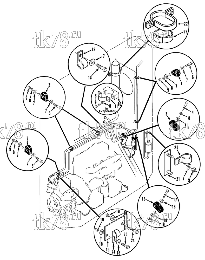 Каталог запчастей для Thermo King SPECTRUM SB TCI REFRIGERANT HOSE CLAMPS