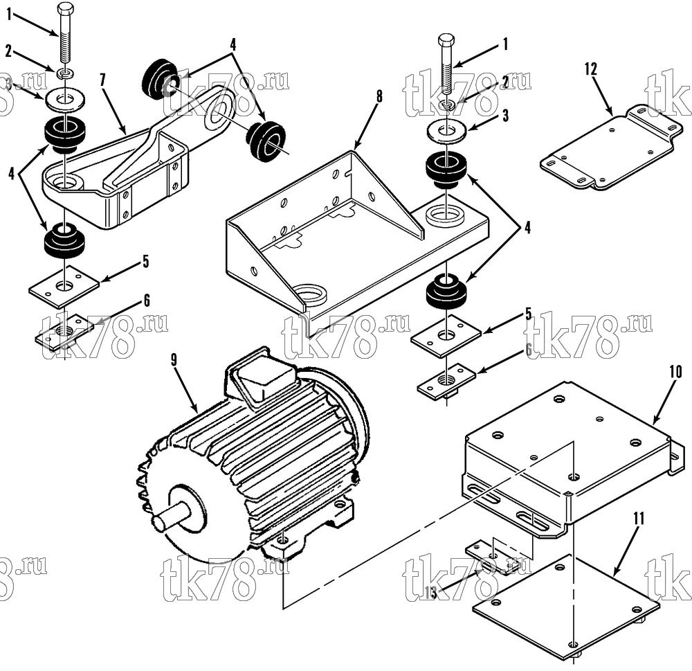 Каталог запчастей для Thermo King JD-II ENGINE, MOTOR MOUNTING