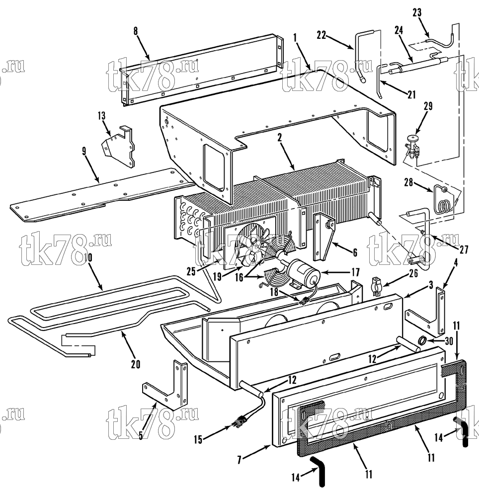 Каталог запчастей для Thermo King JD-II EVAPORATOR COMPONENTS