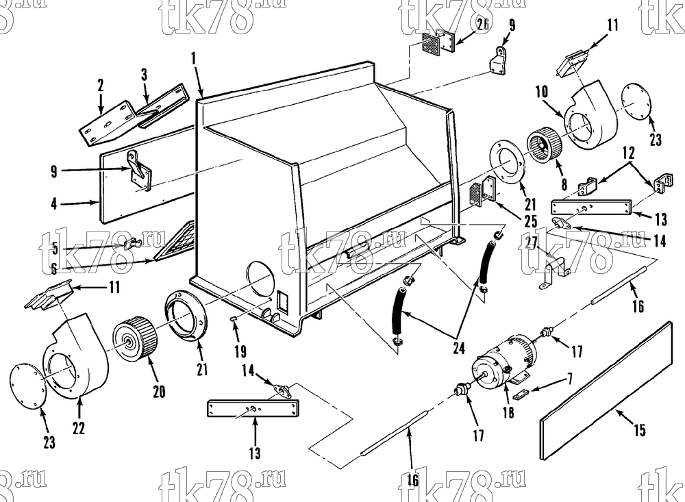 Каталог запчастей для Thermo King TH1-M6, M7 STRUCTURAL - MOTORS & BLOWERS