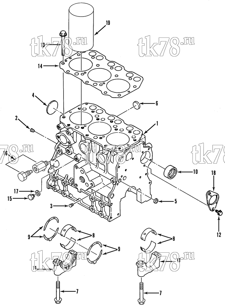 Каталог запчастей для Thermo King  CYLINDER BLOCK GROUP (TK 3.88)