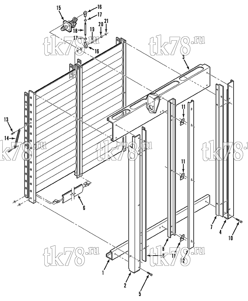 Каталог запчастей для Thermo King Super-II WHISPER w/TK 486 Engine SHUTTER ASSEMBLY - FRONT