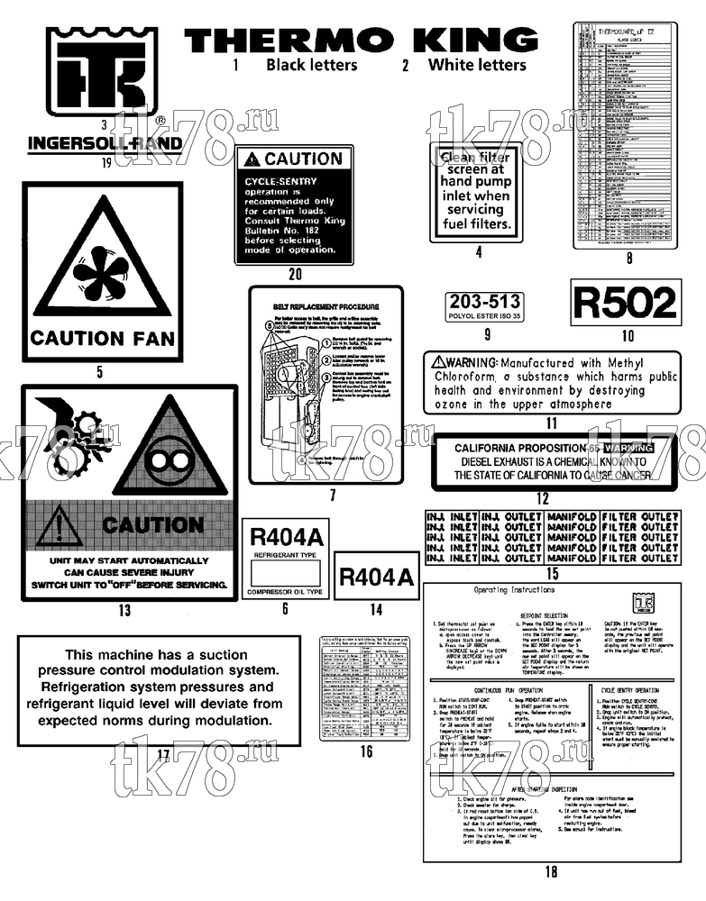 Каталог запчастей для Thermo King  NAMEPLATES (SUPER-II SR & SR+)
