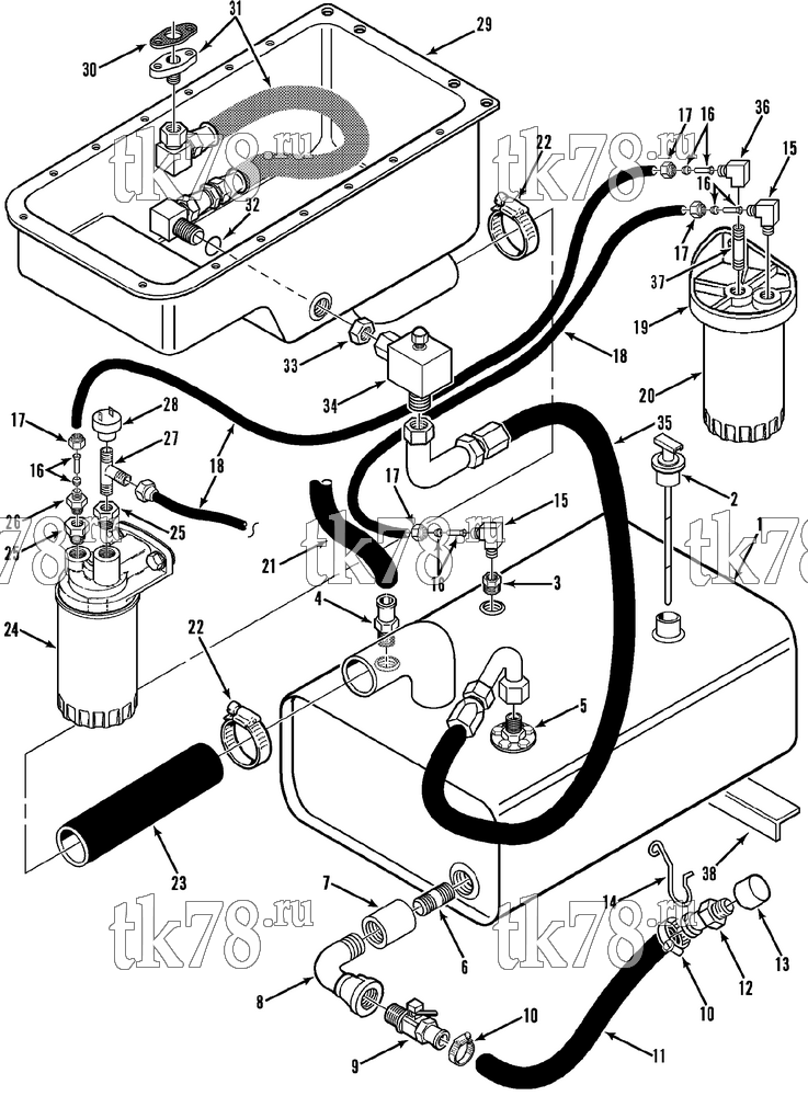 Каталог запчастей для Thermo King GTC-2 OIL TANK, BASE & FILTERS GROUP