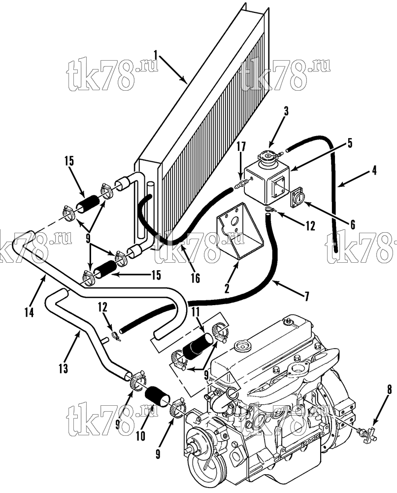 Каталог запчастей для Thermo King GTC-2 ENGINE COOLING SYSTEM