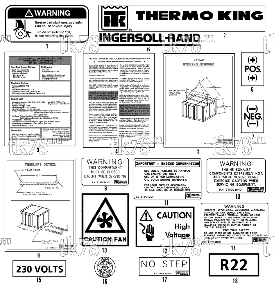 Каталог запчастей для Thermo King GTC-2 NAMEPLATES