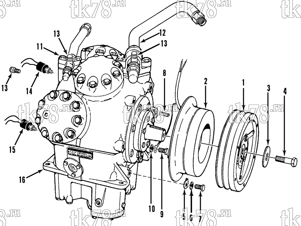 Каталог запчастей для Thermo King  COMPRESSOR GROUP (9198C35G01, KIT 714207)