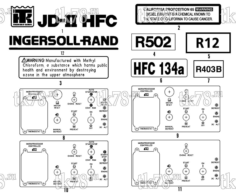 Каталог запчастей для Thermo King JD-II NAMEPLATES
